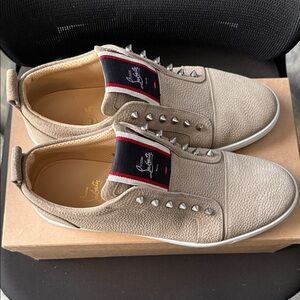 Christian Louboutin Taupe Spiked Sneakers - color Saharienne size 45 (12 US)